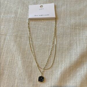 LOFT Gold-tone Necklace with Black Pendant